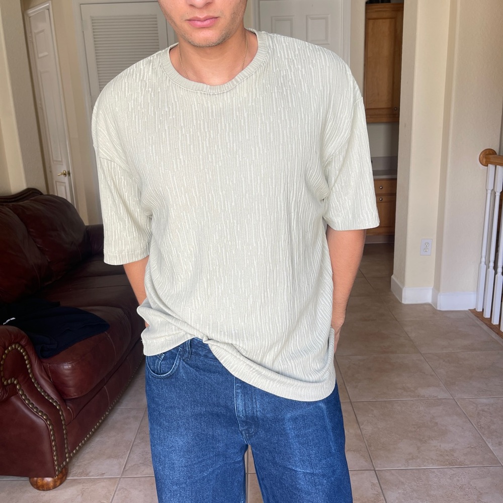 Zara Men's textured green Shirt - used once